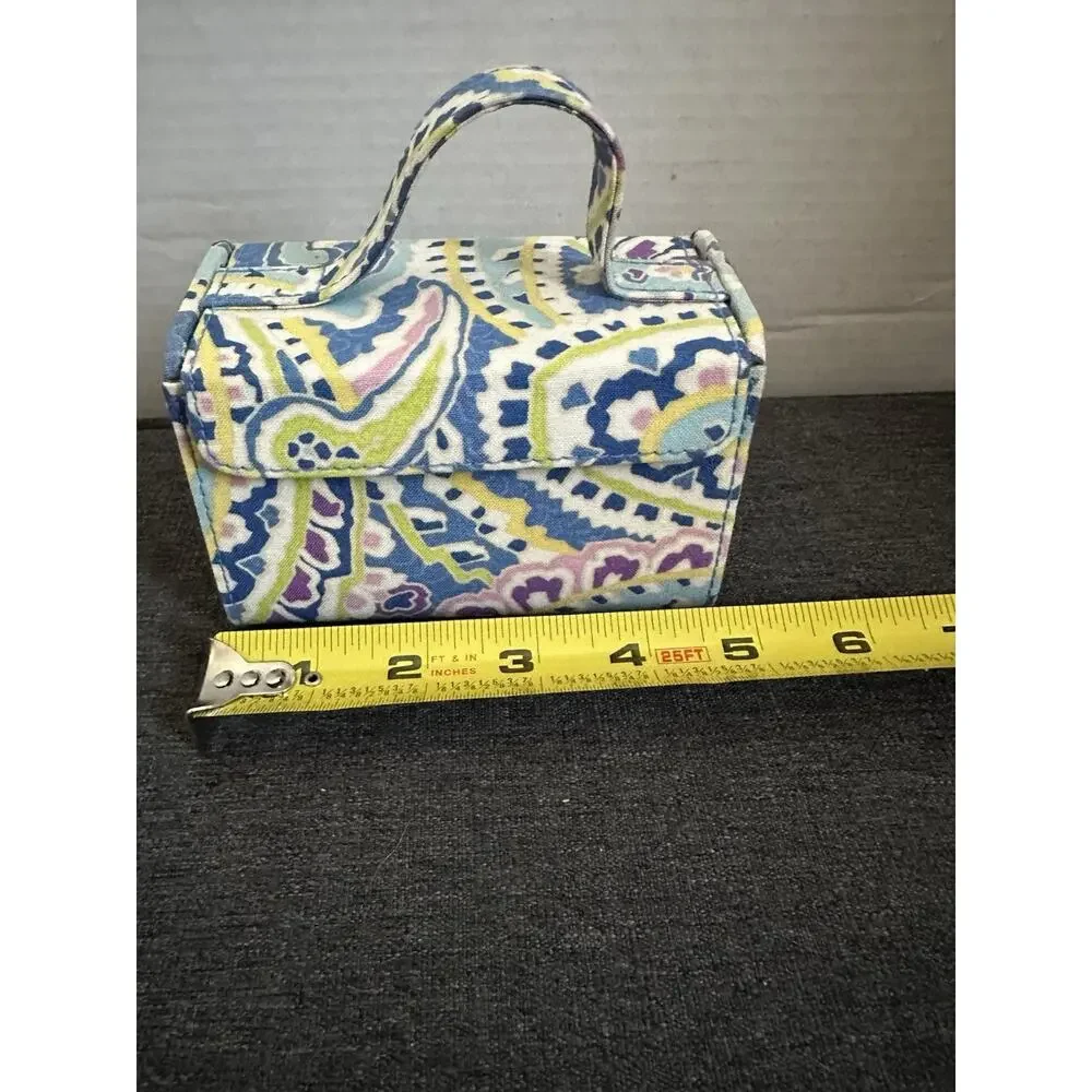 Vera Bradley Mini Travel Jewelry Case Hard Sided Paisley Floral Handle